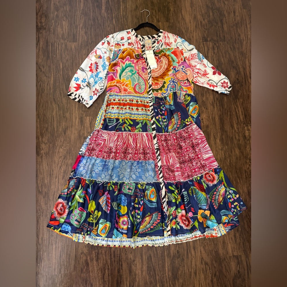 Johnny Was Multicolor Floral silk Dress size XL - Picture 2 of 10